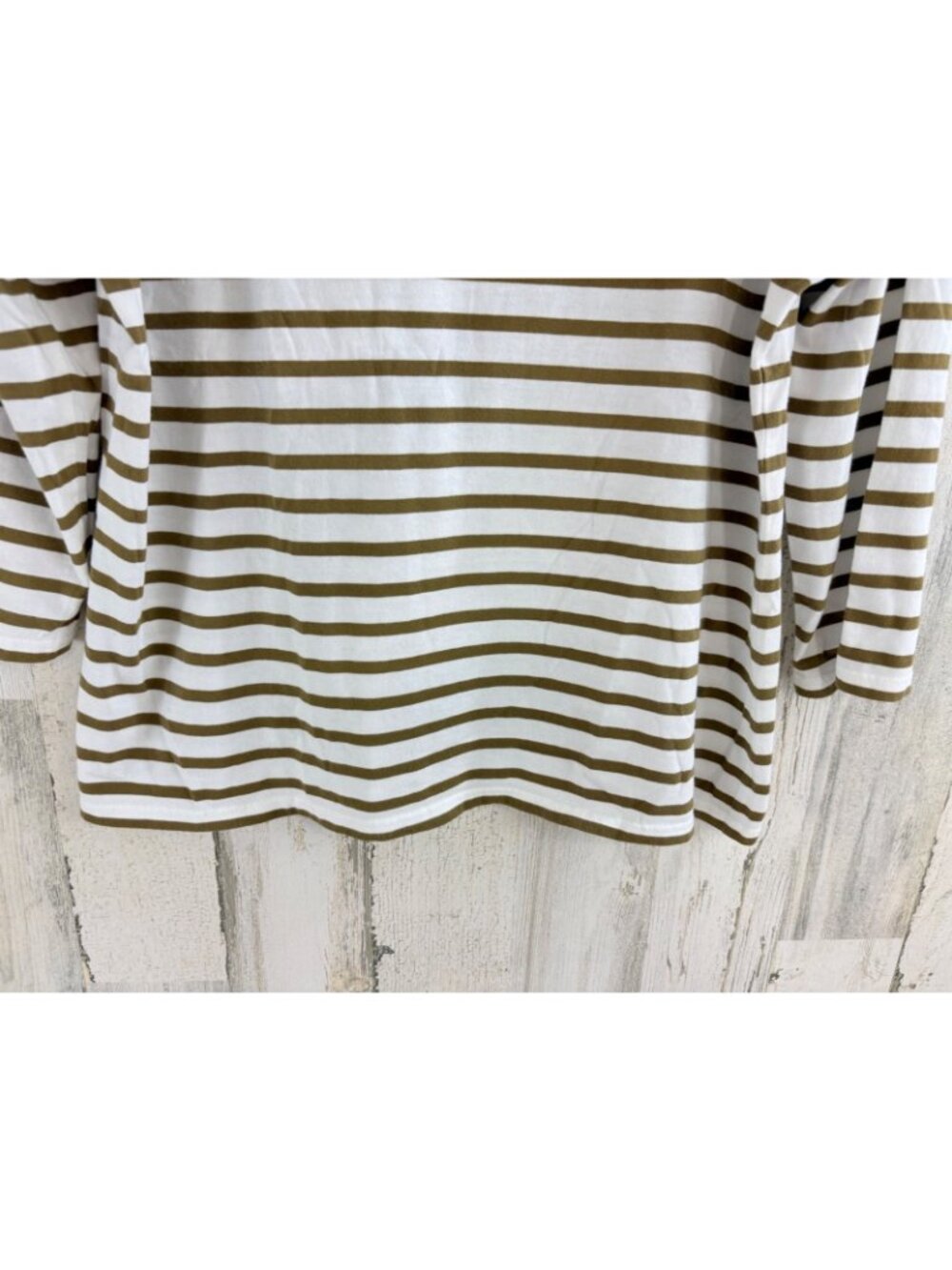 Saint James L’atelier Sz 14 M Green White Striped T Shirt - Picture 3 of 14